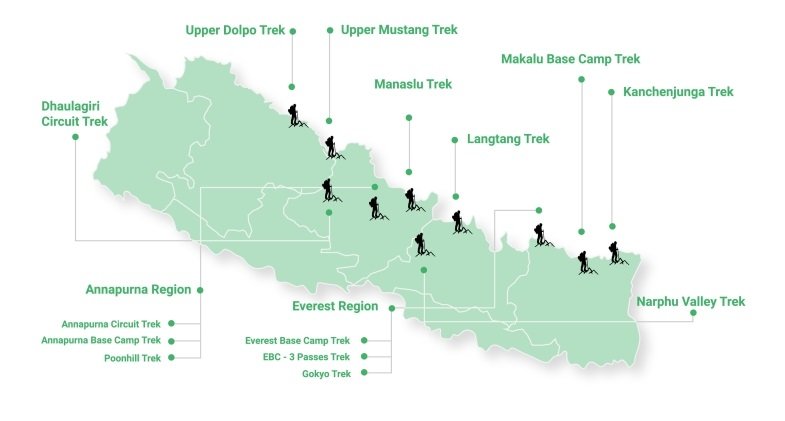 trekking Nepal map